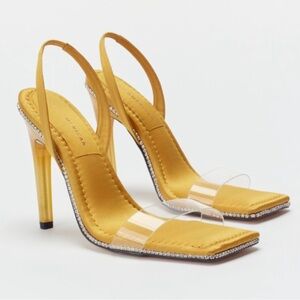 Good American Yellow Slingback Heels
